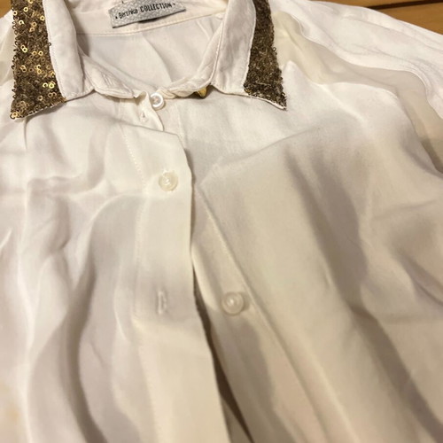 Bershka Collection shirt used with gold collar and sheer fabric size M