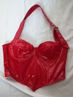 Latex leather top bustier corset new, red, sizes S and M
