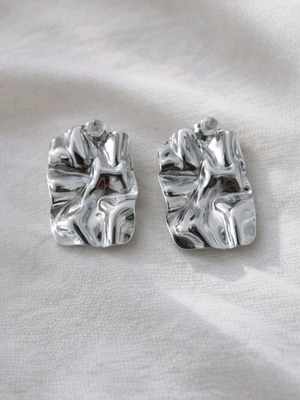 Silver statement earrings with embossed design new