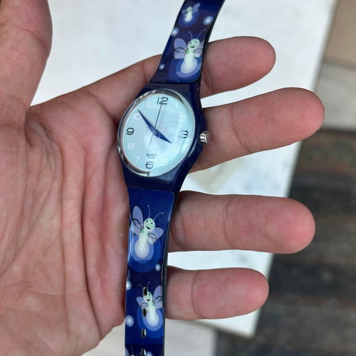 Swatch Fly By Night Loomi GN911 blue watch used, functional