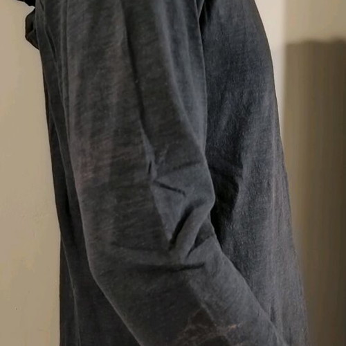 XDYE double long-sleeve T-shirt with hood, navy blue and grey, Pull & Bear