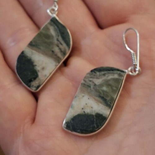 Imperial Jasper Earrings handmade, silver 925, new