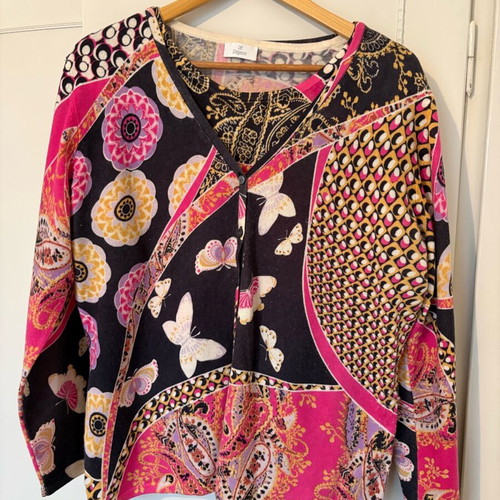 Elegance set with cardigan and short-sleeve blouse like new, size 46