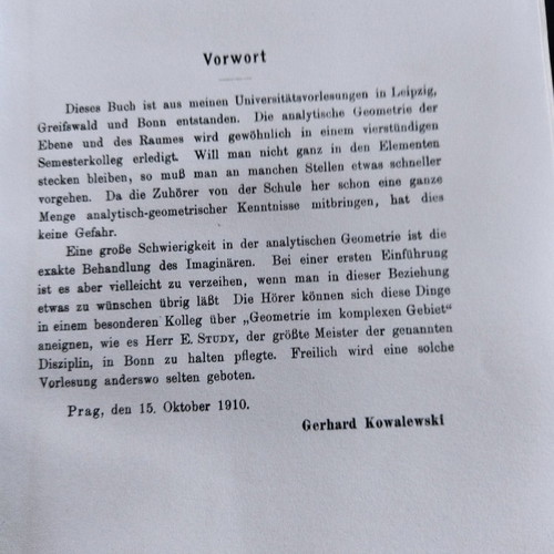 Einfuhrung in die Analytische Geometrie used book
