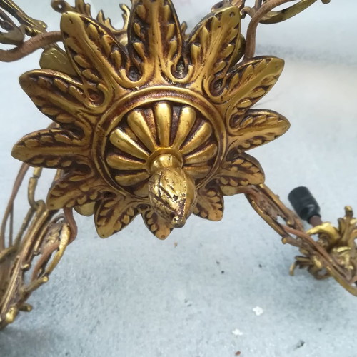 Antique lamp used, brass, ornate, 4 lights, 80 years old