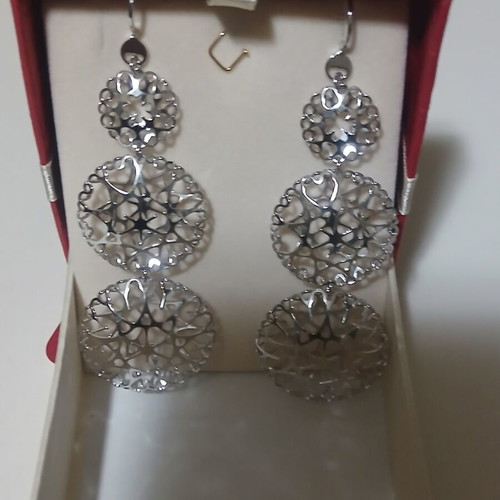 Silver long earrings 8.5 cm new