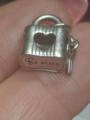 Pandora Charm Lock with Key Be Mine used, silver