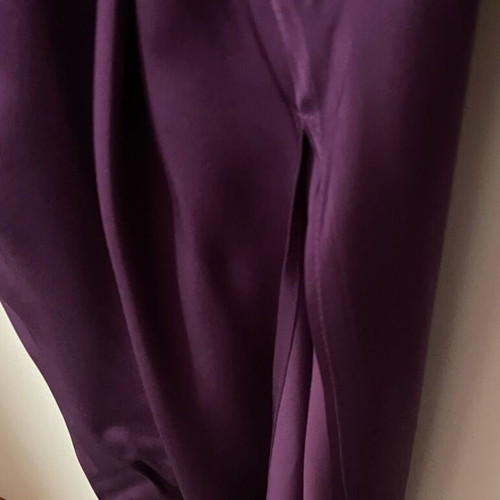 VICOLO purple satin long dress new with thin straps and draped detail