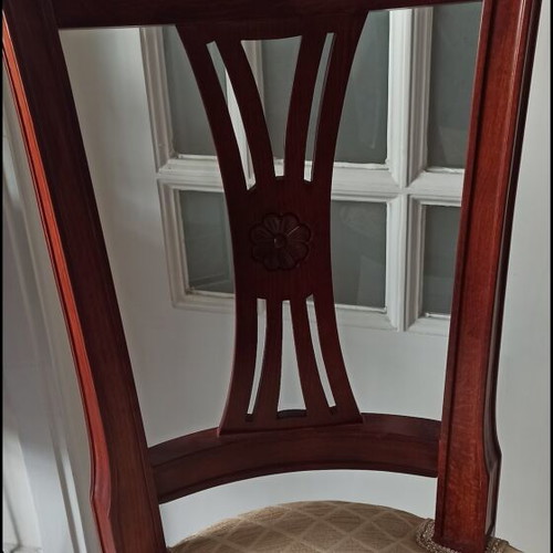 Handmade solid wood dining set with 6 chairs, like new