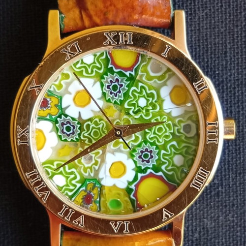 Murano gold-plated watch 32 mm new, Swiss quartz