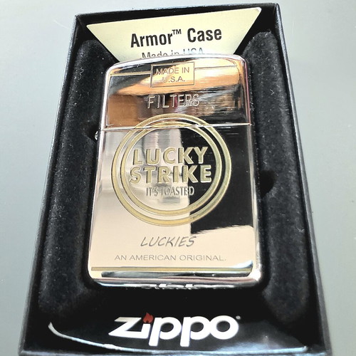 Zippo Armor Lucky Strike collectible lighter unused