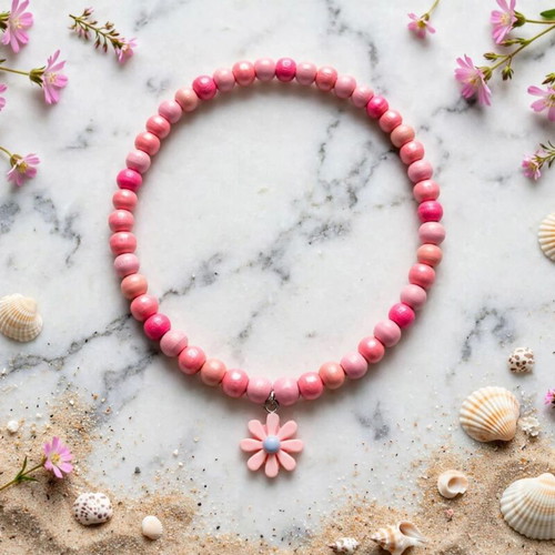 Handmade pink beaded summer necklace new