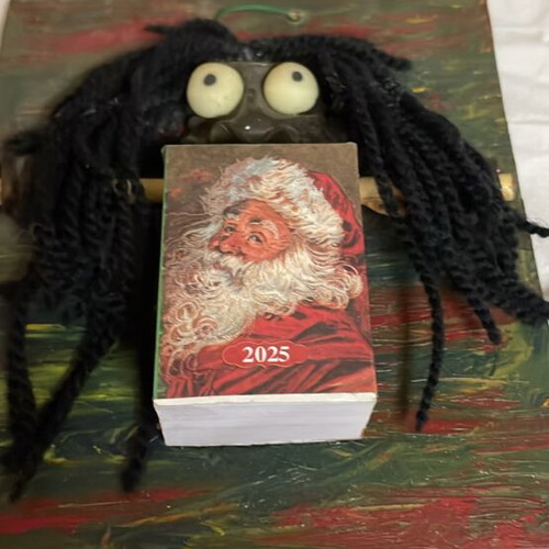 Handmade wall calendar 2025, wooden with freak figure