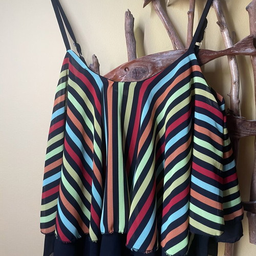 Striped crop top with adjustable straps