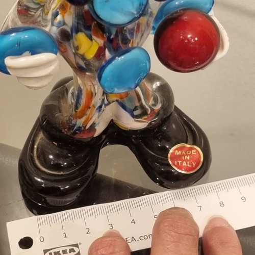 Vintage Italian Murano Glass Large Figure Clown Holding Ball