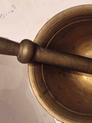 Brass mortar with pestle like new, 1950s vintage