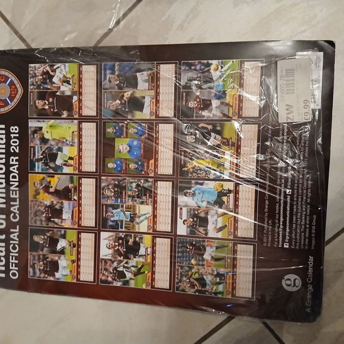 Heart of Midlothian FC official wall calendar 2018 like new
