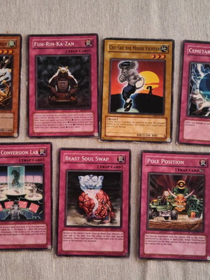 Yu-Gi-Oh! cards used, pack of 7 with 2 monsters and 5 trap cards