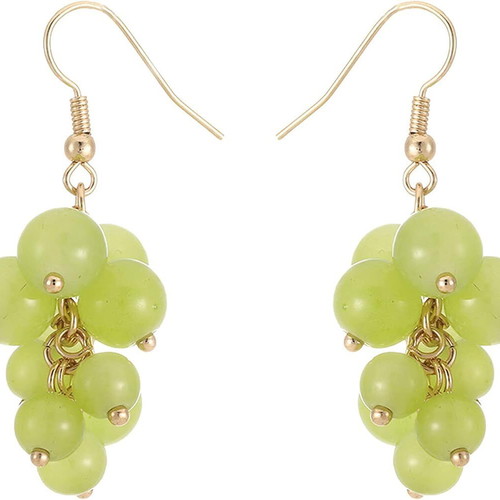Green grape cluster earrings, fresh summer style