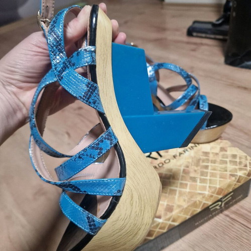 Blue women's high-heeled shoes new, size 36