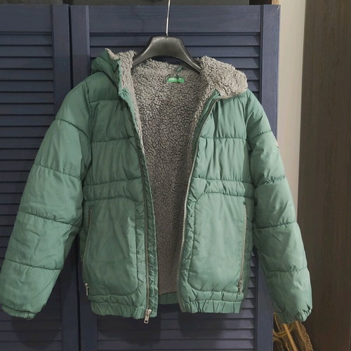 Benetton Kids Winter Jacket Size 140 Used, Green