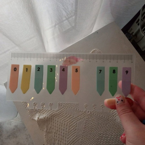 Multicolored pastel bookmarks used