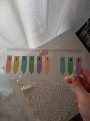 Multicolored pastel bookmarks used