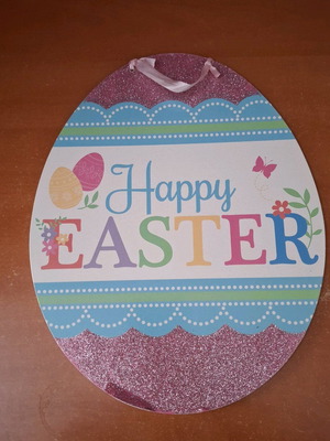 Decorative Easter egg banner used, cardboard