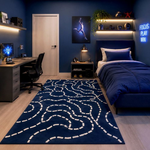 Dark Blue Rug used, 1.95x1.32m