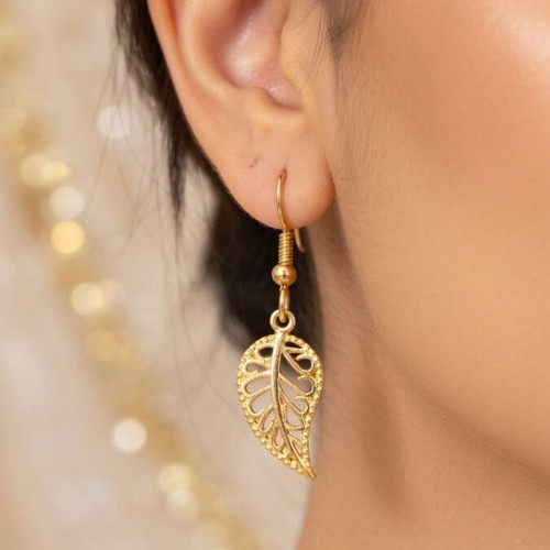 Leaf dangle earrings Autumn Leaves, gold or bronze