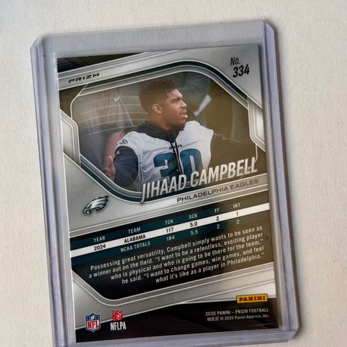 2025 Panini Prizm Football Jihaad Campbell Rookie Silver Prizm Card new