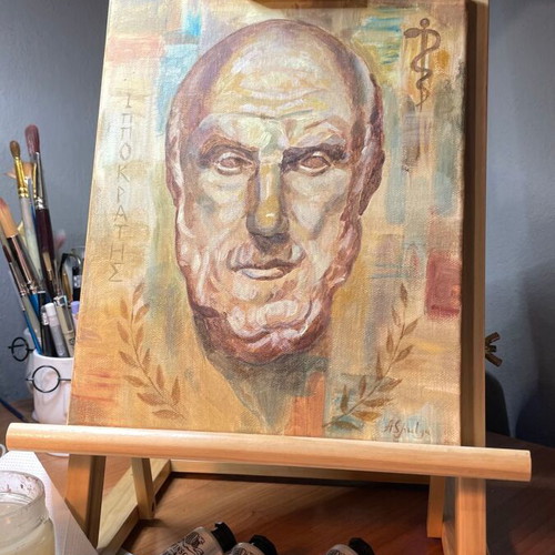 Modern acrylic painting Hippocrates 25x30 cm new