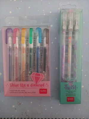 Legami 2 set gel twist and glitter pens new