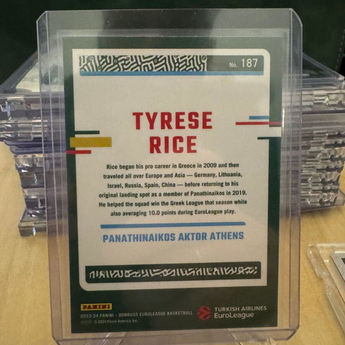 Tyrese Rice Optic Legends Panini EuroLeague Donruss 2023-2024 card new