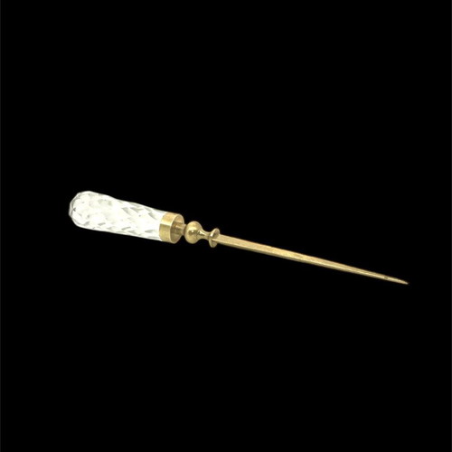 Collectible brass letter opener like new with crystal handle