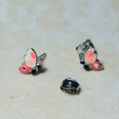 Silver earrings 925° with enamel and 2 small zircons