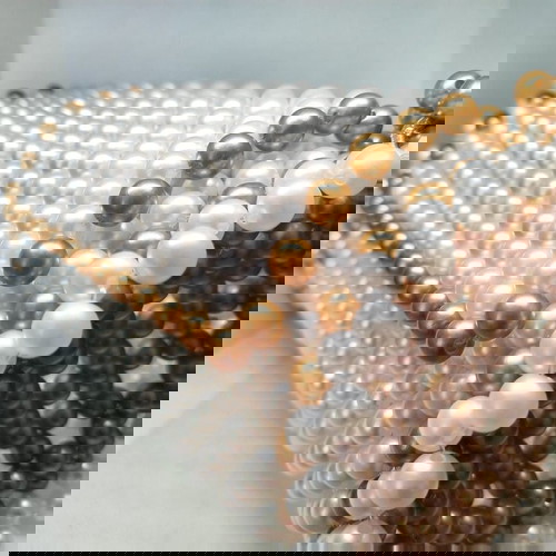 Чанта Перла - Бяло злато нова, презрамка, ръчно плетена