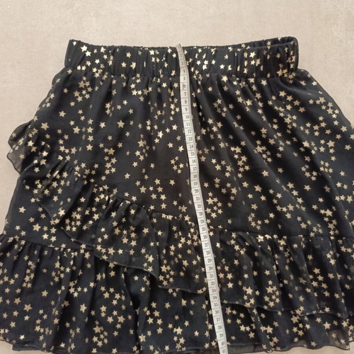 Girls Black And Gold Metallic Star Ruffle Skirt Like New