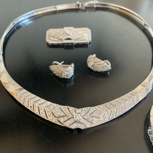 White Gold K18 Jewelry Set with Diamonds like new