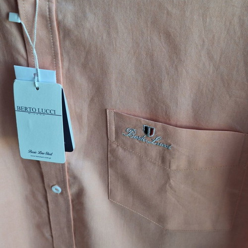 Berto Lucci Salmon Cotton Shirt XXL, new with tags