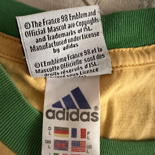Adidas Brazil France '98 World Cup T-shirt used, official vintage