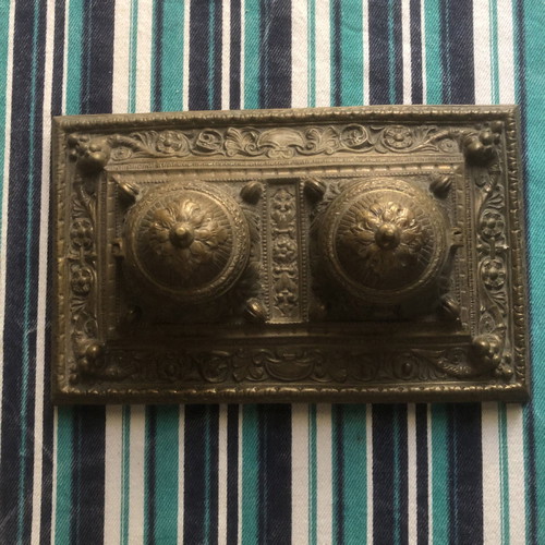 Brass inkwell used (massif bronze) vintage