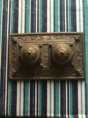 Brass inkwell used (massif bronze) vintage