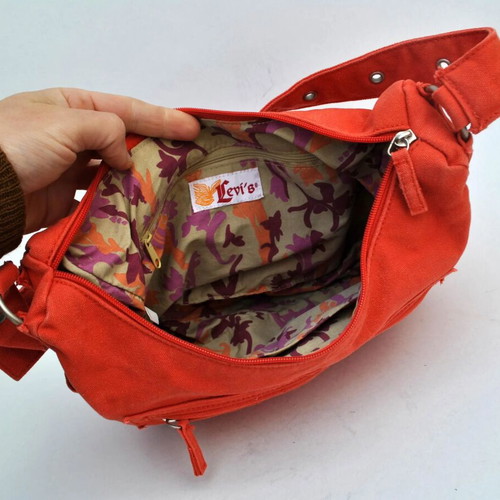 Levi's Y2K canvas shoulder bag used, red and orange