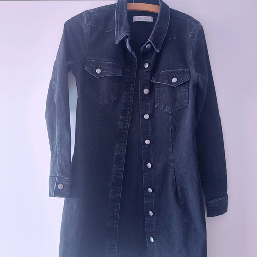 Denim black dress new, size S, front button closure