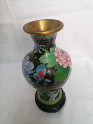 Cloisonné vase used, large, 21 cm height