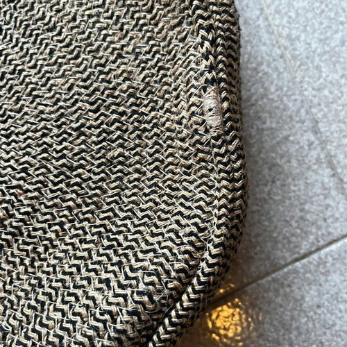 Parfois round straw shoulder and hand bag, beige and black