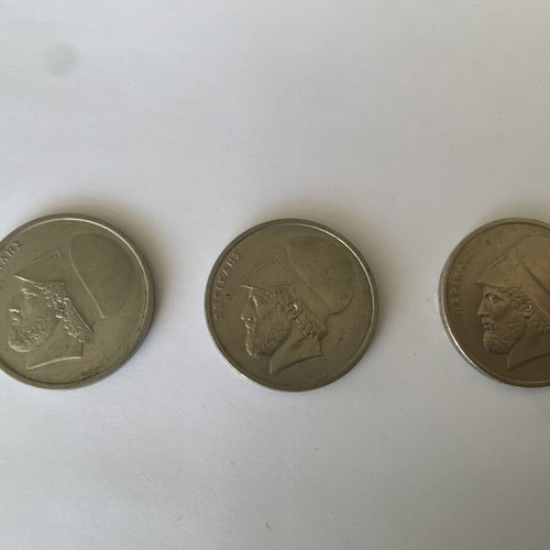 20 Drachma Coins used, pack of 3 with Pericles design