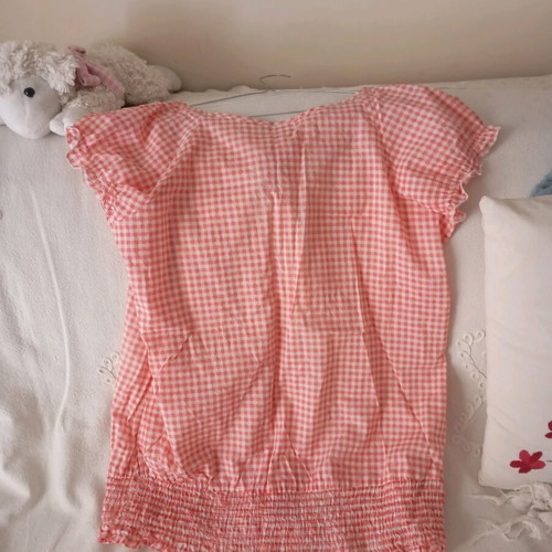 Summer blouse like new, cotton, white and pink, size XXL