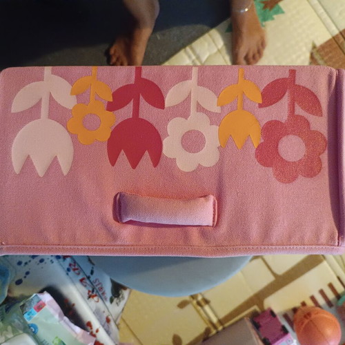 Fabric storage box with retro floral design, foldable